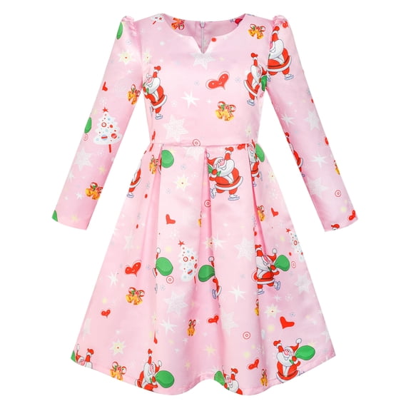 Girls Dress Christmas Santa Xmas Tree Year Gift Dress 5