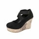 thumbnail image 1 of Sandalias de Cuña de las Mujeres Casuales Más Tamaño Redondo Del Dedo Del Pie Cerrado Del Dedo Del Pie, Correa Elástica Crisscross Confort Versátiles Zapatos de Verano, 1 of 9