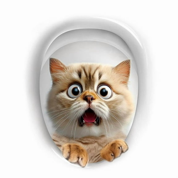 QHUDLV Funny Creative 3D Cat Toilet Stickers,Squirrel 3D Sticker for Toilet,Animals 3D Wall Stickers,DIY Self-Adhesive Toilet Seat Decals,Waterproof Removable Toilet Lid Decals Bathroom Decor