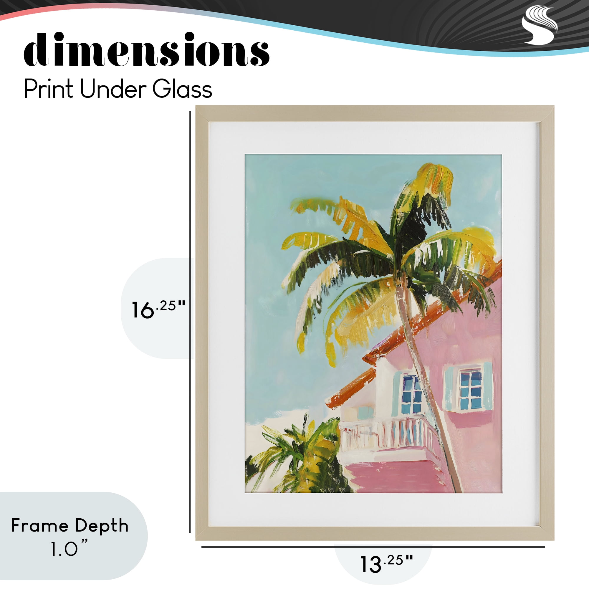 Stupell Industries Pink House Palm Tree Birch Framed Print Under Glass, design by The Prints Vibe