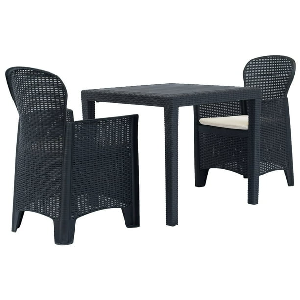 Garden Table and Chairs Inlife 3 Piece Rattan Bistro Set Plastic