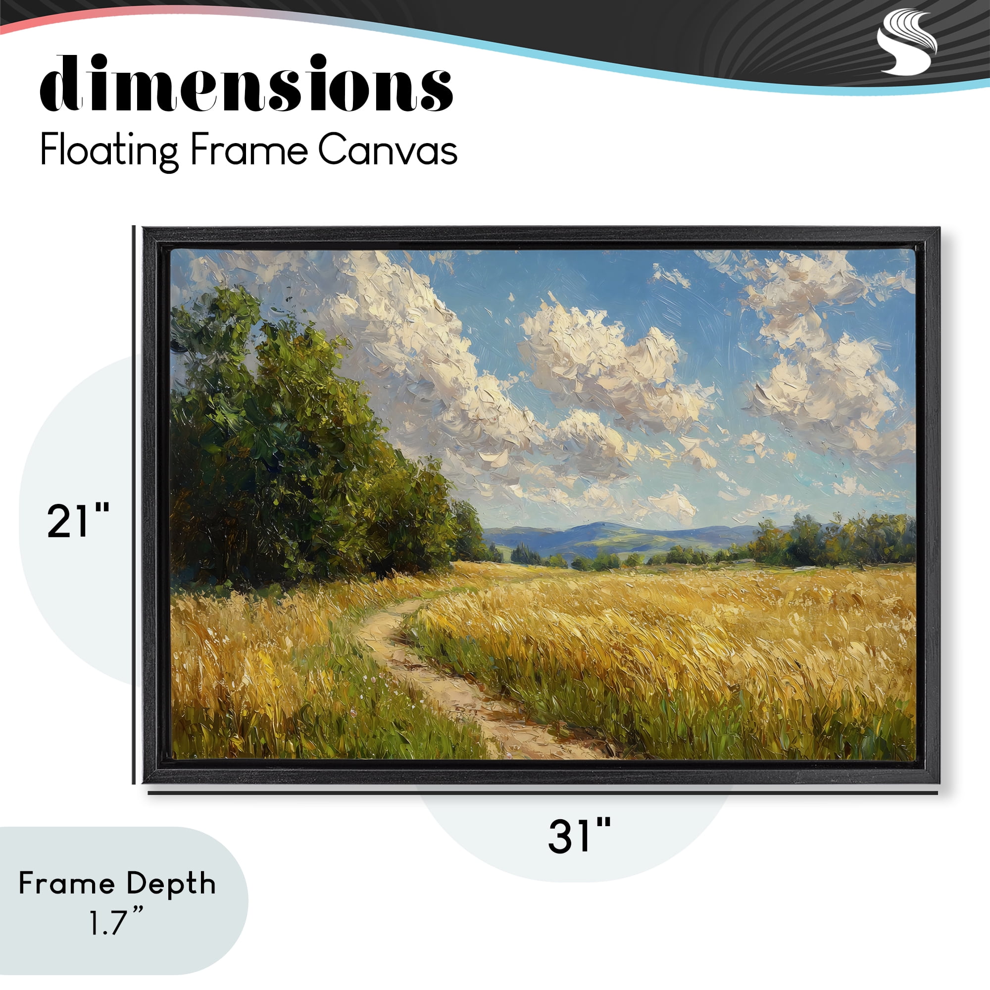 Stupell Industries Winding Path Through Wheat Field Black Framed Floater Canvas Wall Art, design by Creative Studio
