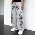 thumbnail image 2 of XIAOCHA Mens Gothic Wide Leg Sweatpants Drawstring Waist Side Pockets Streetwear Trousers, 2 of 4