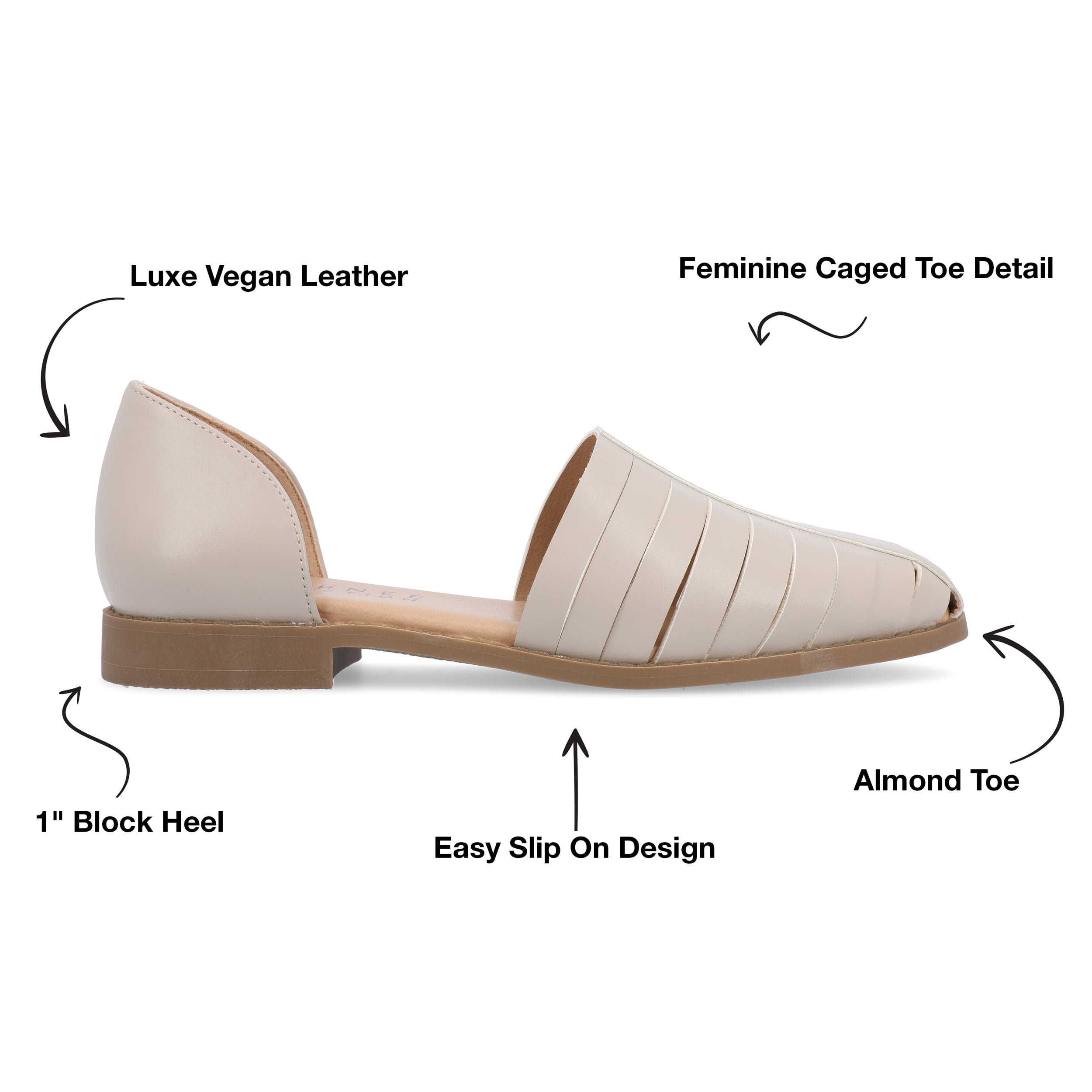 Journee Womens Anyah Ankle Cuff Slip On Almond Toe Flats