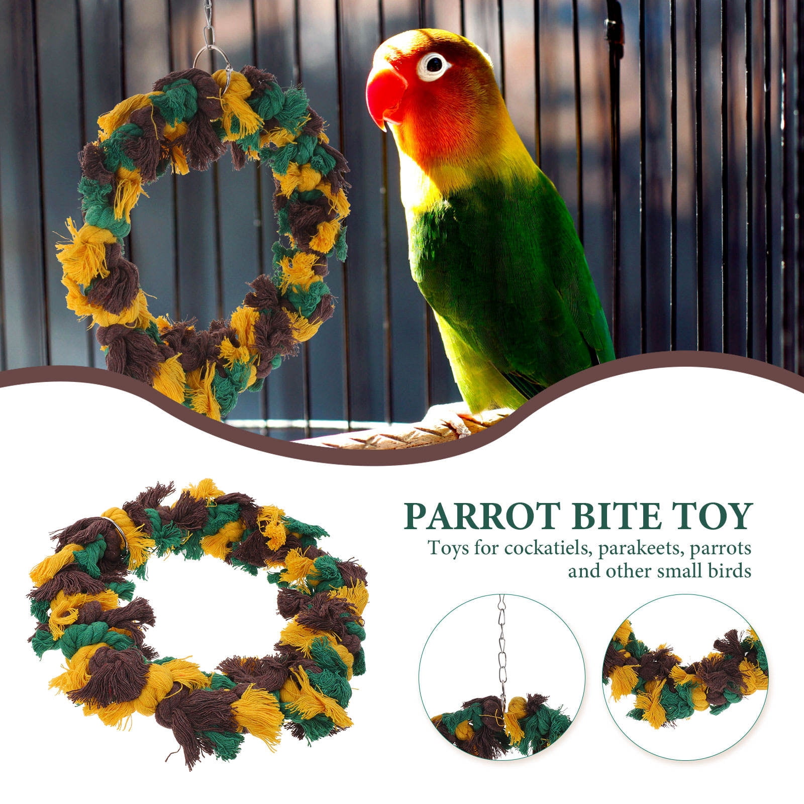 OFFIGAM Bird Chewing Toy for Parrots, 1PC Cotton Rope for Indoor Exercise and Entertainment