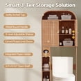 thumbnail image 6 of YOCWO Arched Over The Toilet Storage Cabinet with Carved Fluted Line, Storage Cabinet Over Toilet with 2 Doors and Open Shelf, Home Space Saver for Bathroom Laundry Room Living Room, Caramel, 6 of 9