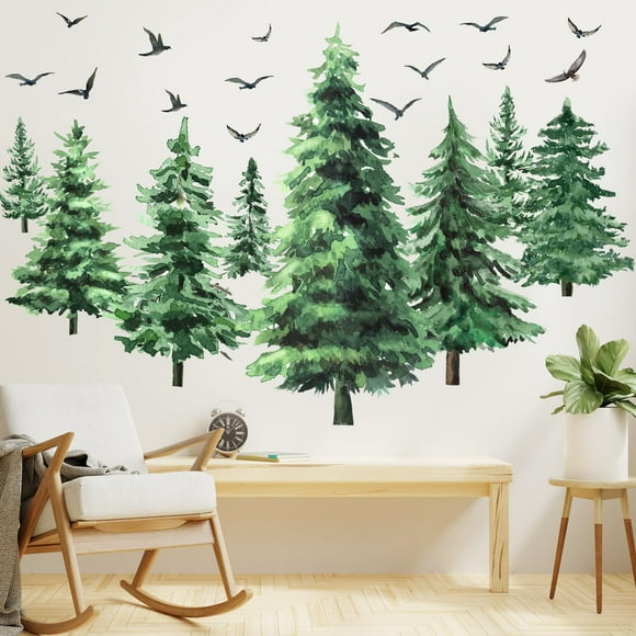 Calcomanías de pared de pino en acuarela Qilery 80x39 cm 3 piezas