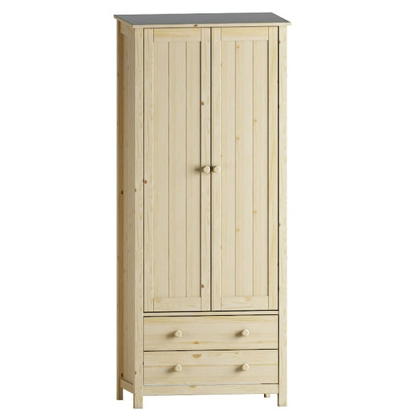 From the Tree Furniture Solid Unfinished Wood Freestanding Wardrobe Closet for Hanging Clothes