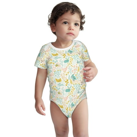 

Fotbe Funny Chicken Pattern Unisex-baby Short-sleeve Bodysuit Short Sleeve Bodysuits One-piece 100% Organic Cotton for Infant Baby Boys Unisex-18 Months