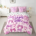 thumbnail image 2 of Homewish Dreamy Plum Gamepad Bedding Comforter Set 7pcs for Boys, Game Console Lover Queen Bedding Sets, Cartoon Stars Love Heart Reversible Queen Sheet Sets, Breathable Home Decor, 2 of 7
