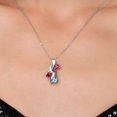 thumbnail image 3 of Gem Stone King 925 Sterling Silver Pink Created Sapphire and Red Created Ruby and Swiss Blue Topaz Pendant for Women (1.75 Cttw, Gemstone September Birthstone, Heart Shape 5MM, 18 inch Chain), 3 of 6