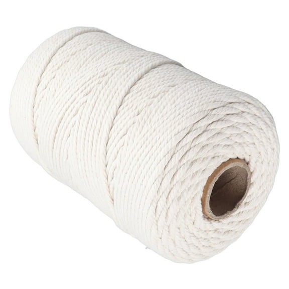 White Macrame Cord 4mm x21.9 Yards Cotton String Twine for Crafts, Decorative Cotton Cord Rope for Decoration, Plant Hanger, Knitting, Wall Hanging, Gardening