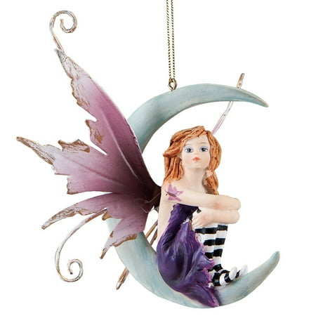 Star Gazer Fairy Ornament, Crafted of quality ployresin and metal material By Gallery II Ship from