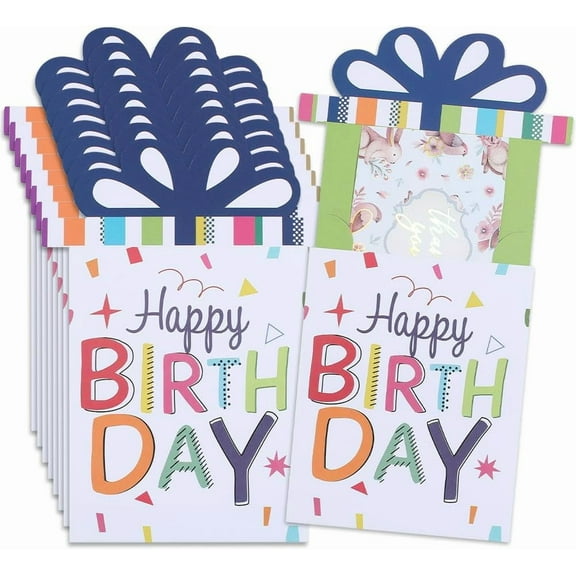 20 Sets Birthday Party Money and Gift Card Sleeves Colorful Happy Birthday Greeting Card Holder Money Envelope for Cash Gifts Coin Checks 5.51 x 3.94 inch Colorful
