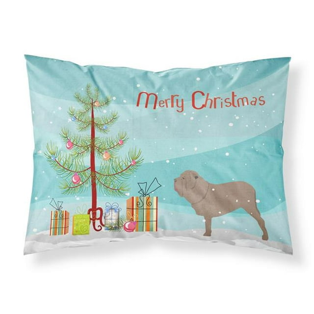 Carolines Treasures BB2983PILLOWCASE Neapolitan Mastiff Merry Christmas Tree Fabric Standard Pillowcase