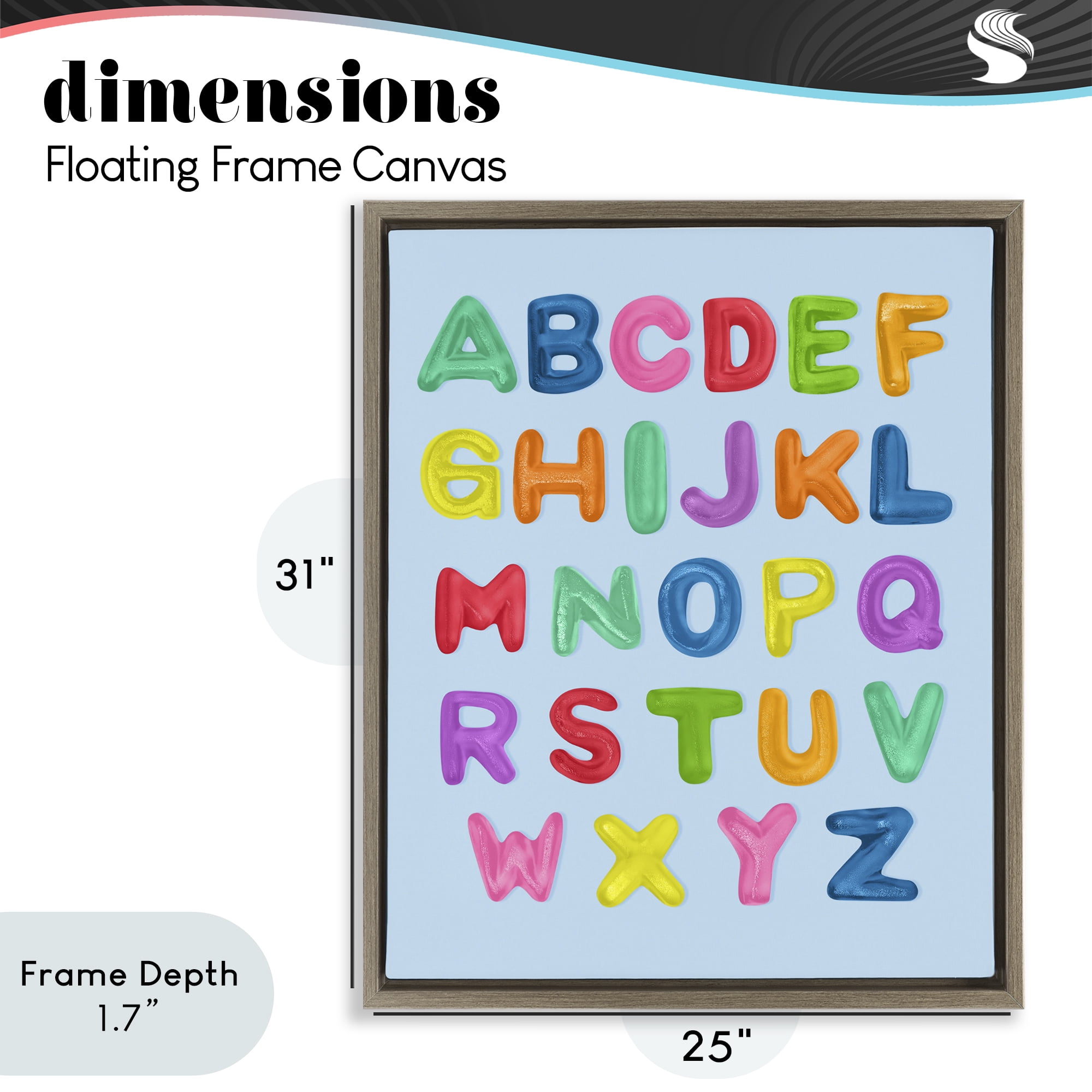 Stupell Industries Gummy Candy Alphabet Brown Framed Floater Canvas Wall Art, design by LISH Creative