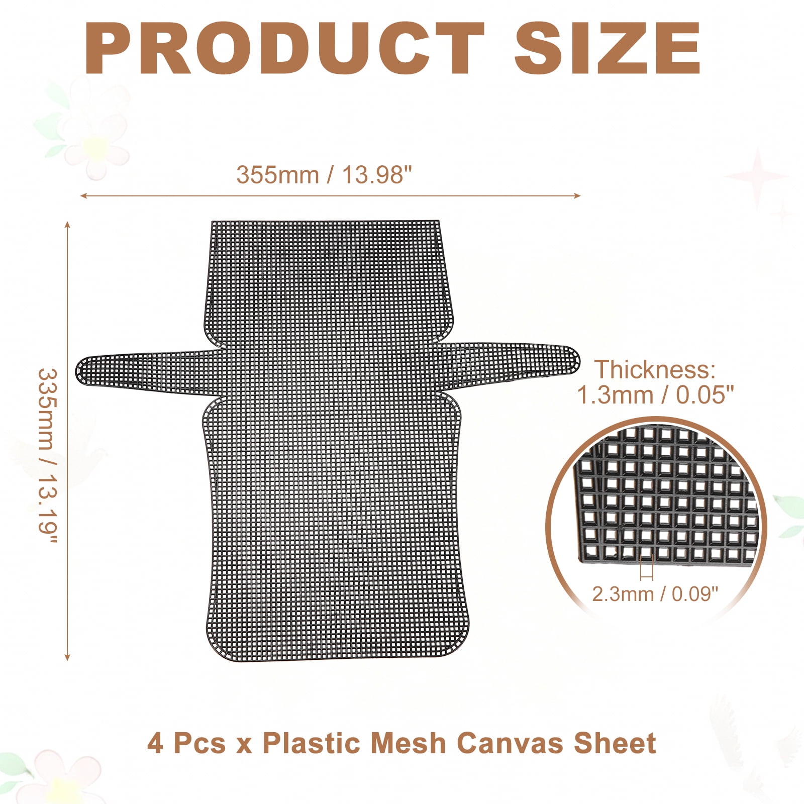 Uxcell 8 Pack Plastic Mesh Canvas Sheet, 13.2 x 14 Inch Plastic Mesh Sheet for Crochet  Purse Making, Blank Canvas for Embroidery, Crafting,  DIY Project, Black (Small, 17.5 cm)