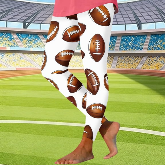 Hrsba Womens Yoga Pants Non Position Football Print High Stretch Slim Pants For Women