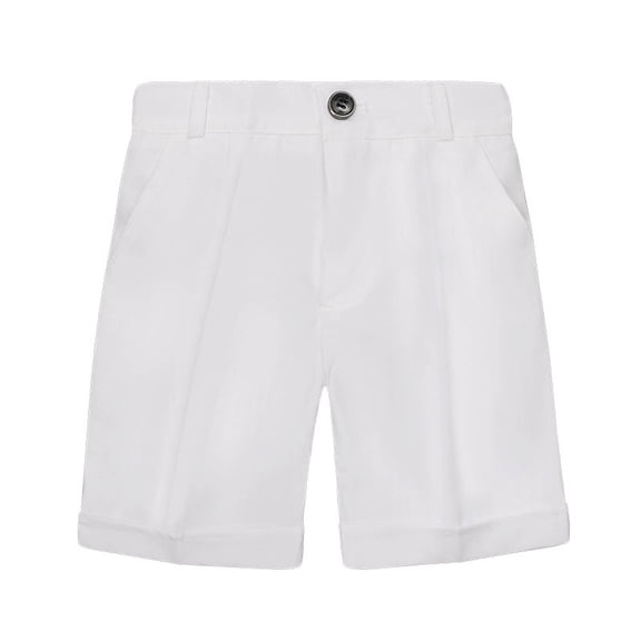 FRSASU Toddler Kids Big Boy Solid Color Casual School Uniform Suit Shorts White 18Months(18-24 Months)