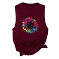 thumbnail image 4 of Womens Tops Dressy Casual,Womens Crew Neck Tank Tops Summer Sunflower Print Top Graphic Tees Casual Cami Shirts Blouses, 4 of 5