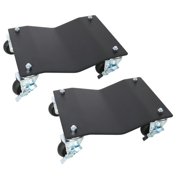 2PACK 2500lbs Capacity Professional Steel Vehicle Dollies,Heavy Duty Wheel Dolly,Car Dolly,Steel Tire Skates with Brakes,Black