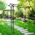 thumbnail image 2 of Garden Trellis Metal Garden Arch L80.3'' x W20.47'' x H81.1'' Climbing Plants Support Rose Arch Outdoor Black,Arched Trellis, 2 of 6