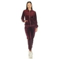 thumbnail image 6 of White Mark Women's 2-Piece Velour Long Sleeve Tracksuit Set with Faux Leather Stripe, 6 of 12
