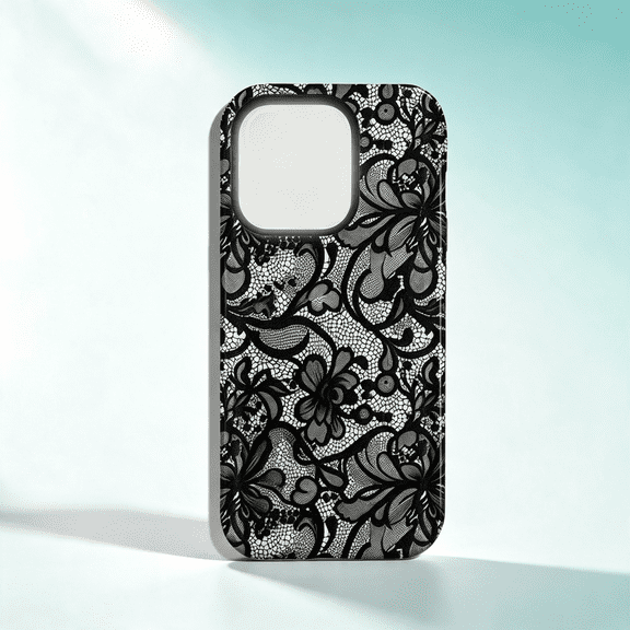HBMYN for Iphone 16 Case Lace Clear Vintage Flower,Light Black|Aesthetic Vintage Floral Lace Phone Case Soft Tpu Slim Shockproof Case Protective Girly Tranlucent Phone Cover Women Girls