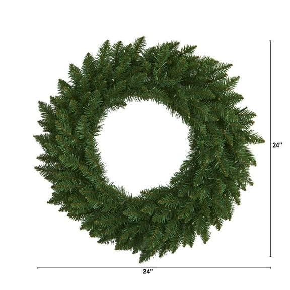 24 Green Pine Artificial Christmas Wreath with 35 Clear LED Lights