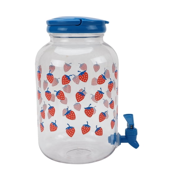 Mainstays 1.2-Gallon Acrylic Strawberry Beverage Dispenser, Red