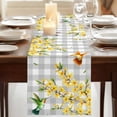thumbnail image 3 of Spring Forsythia Flowers Table Runner, Yellow Floral Hummingbird Gray Plaid Cotton Linen Table Runners 108 Inches Long, Dresser Scarf Runner for Dining/Living Room/Kitchen/Square Tables 13''x108'', 3 of 9