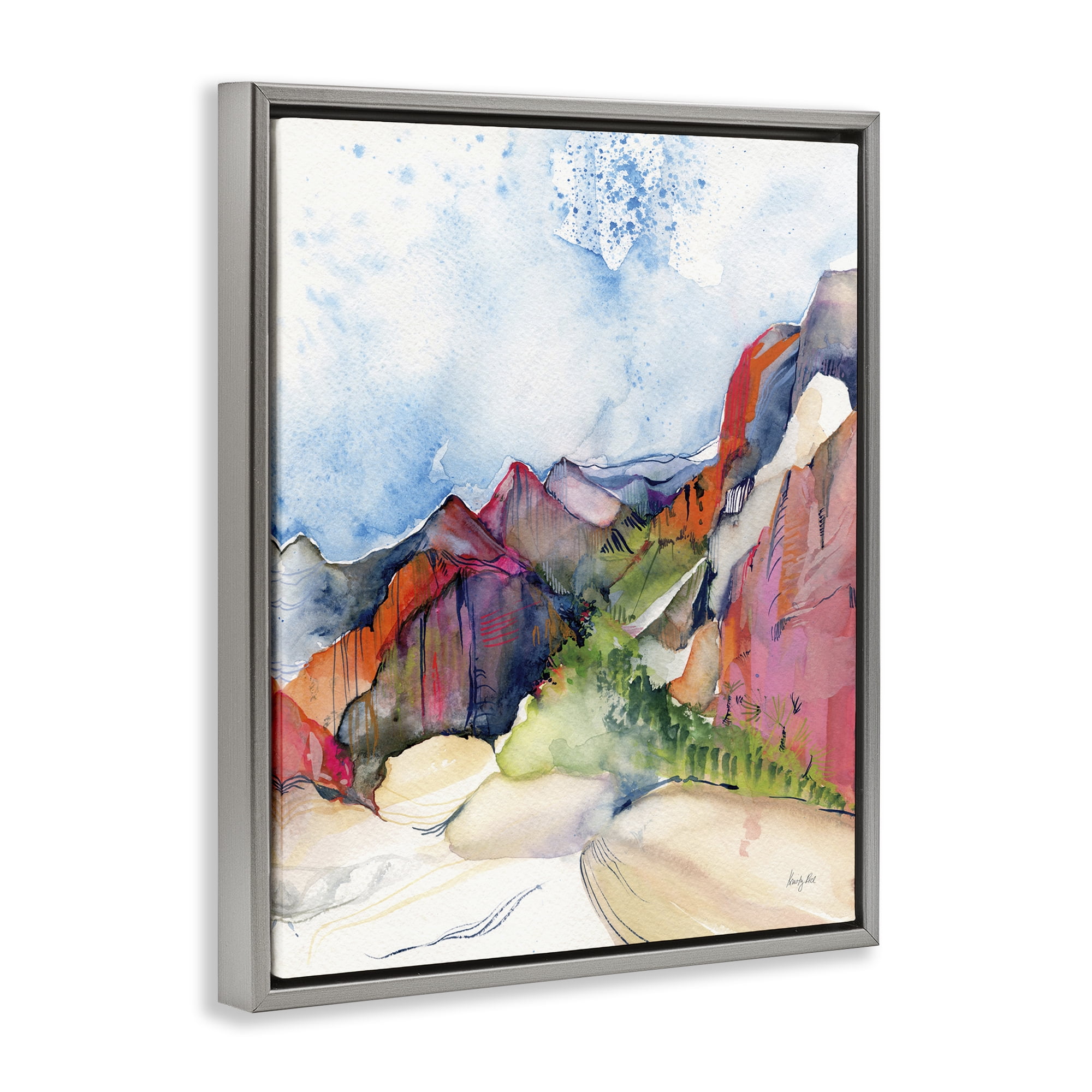 Stupell Industries Desert Days Abstraction Landscape & Nature Painting Gray Floater Framed Canvas Art Print Wall Art, 17 x 21