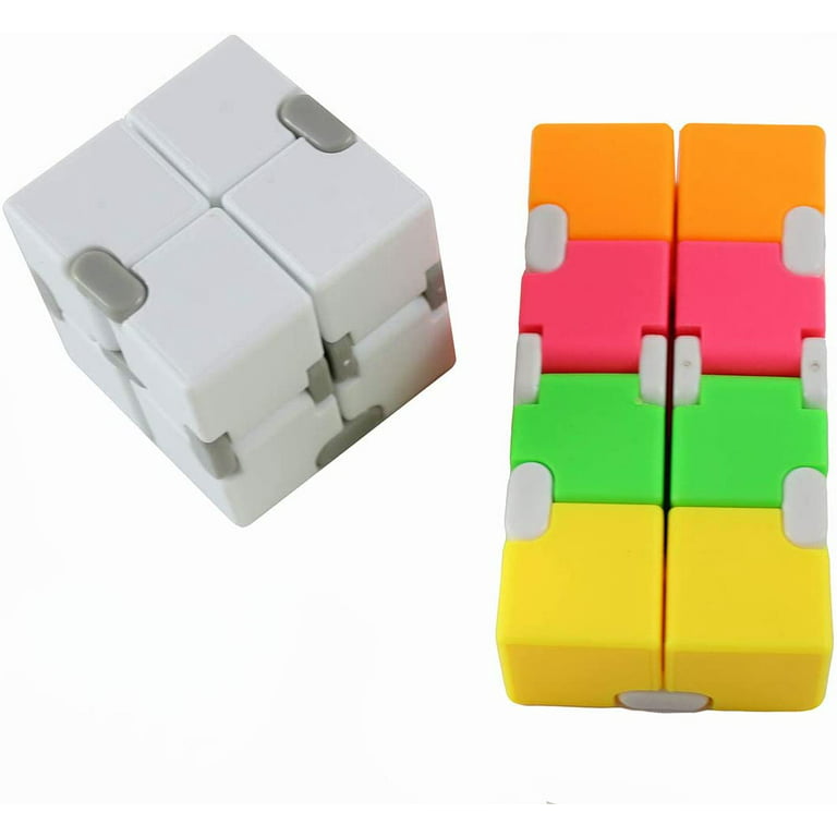 SET OF 2 Infinity Cubes - Magic Endless Folding Fidget Toy - Flip Over and  Over - Bend and Fold Crazy Shapes Puzzle - ADD Anxiety Soothing Calm  Anxiety Toy for Classroom