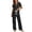 R77-Black, variant on RMGVDSD Womens Pajama Sets Fall Woman Pajamas Button Down Sleepwear Short Sleeve Top and Long Pants Relaxed Fit Loungewear Set