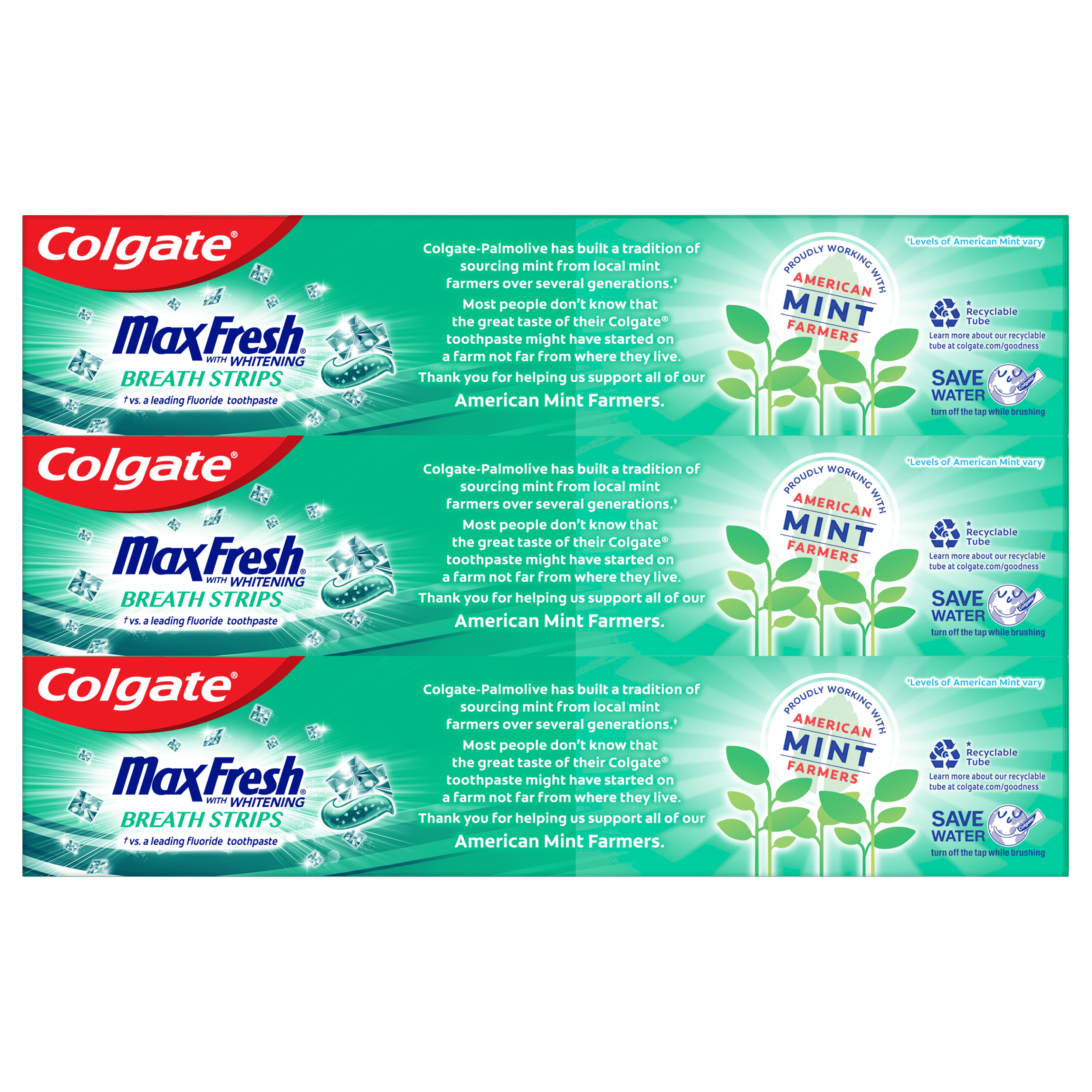 Colgate Max Fresh Clean Mint Toothpaste, 3 Pack, 6.3 Oz