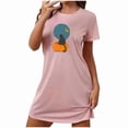 thumbnail image 4 of Sakmal Chemises de Nuit d'Halloween pour Femmes Grande Taille Légères Roses Extensibles Robe de Pyjama Courte Imprimé Chat Noir Col Rond Manches Courtes Chemises de Nuit P-2TG, 4 of 4