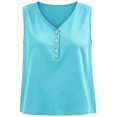 thumbnail image 3 of Hearthz Women's V Neck Sleeveless Tops for Women 3 Buttons Henley Curved Hem Workout Tank Tops Woman Lightweight Summer Beach Vest, 3 of 4