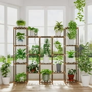 Bamworld Large Suspension Plant Shelf - Indoor Tall Plant Stand - Outdoor Style - 14 Flower Pots - Large Plant Shelf - Suitable for Living Room, Terrace, Balcony and Garden