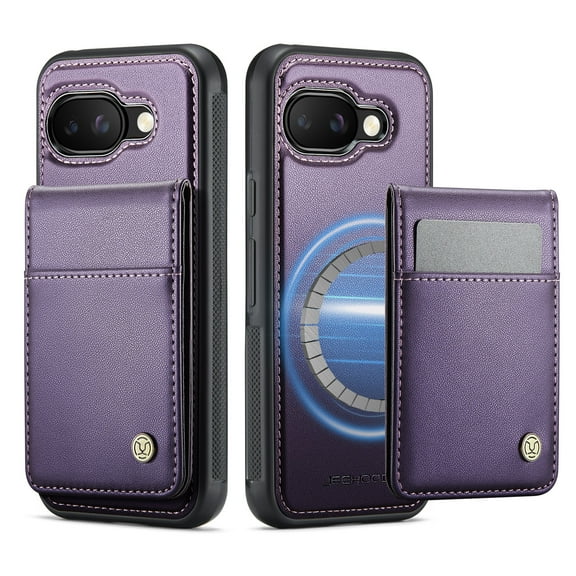 ELEHOLD Case for Google Pixel 9A, 2-in-1 Magnetic RFID Leather Wallet Case with Card Slots & Kickstand,Purple