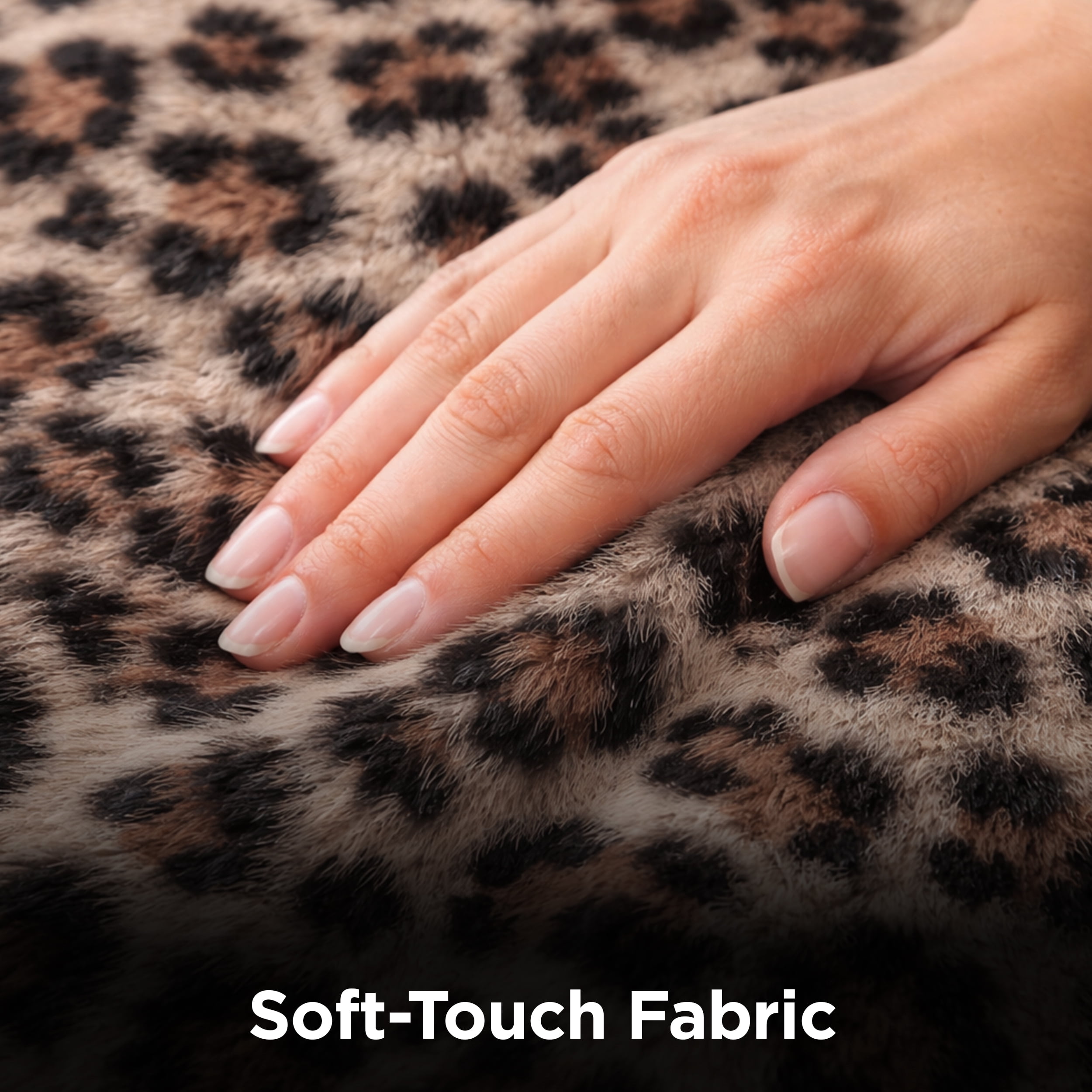 Auto Drive 2-Piece Fur Leopard Seat Covers for Cars, SUVs, and Crossovers, Brown