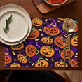 thumbnail image 5 of Halloween Jack O Lanterns with Candy Summer Placemats Table Placemats Set Of 4-Linen Kitchen Washable Placemats Table Mats 11.8"x17.7" Non-Slip Heat Resistant, 5 of 6