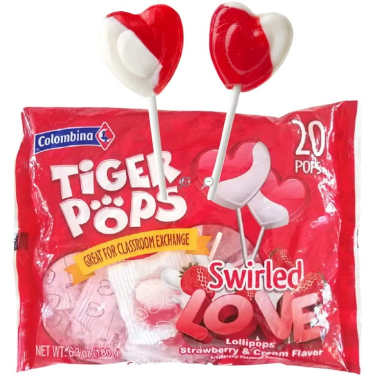 Tiger Pops Valentine Candy Swirled Heart Love Strawberry & Cream