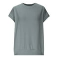 thumbnail image 4 of Women's Cap Sleeve Tops Crew Neck T Shirts Plain Blouses Tees Loose Fit Basic Summer Tee Casual Basic Garment Back Patch Outfits 2025, 4 of 8