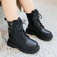 thumbnail image 6 of Xiaoxatg Girls Boots Girls Ankle Boots With Side Zipper Closure And Leather Upper Comfort During Cooler Seasons 8-9 Years Black, 6 of 9