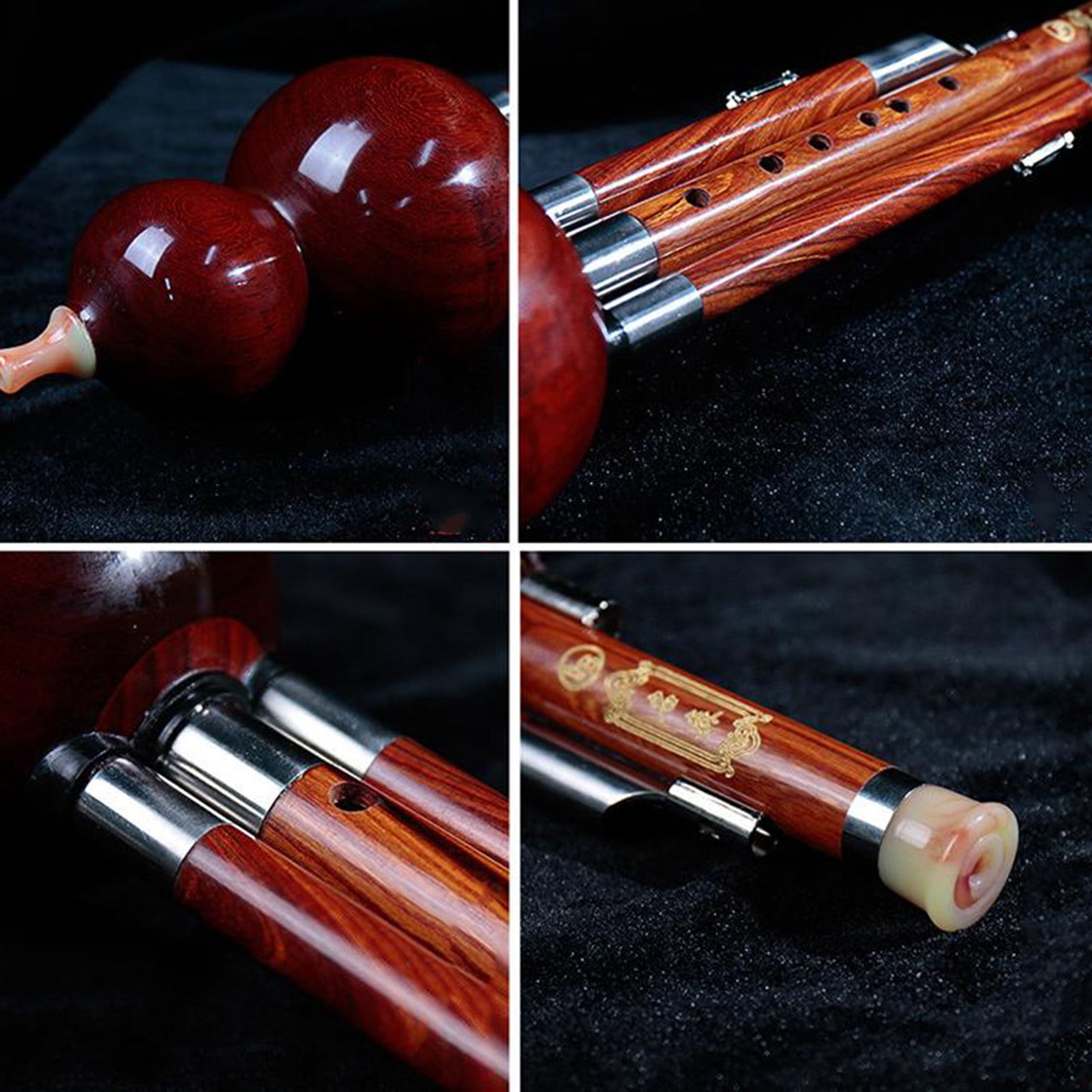 Hulusi Flute Handmade Chinese Bamboo Hulusi with Chinese Knot for Beginners Music Lovers, Woodwind Instrument