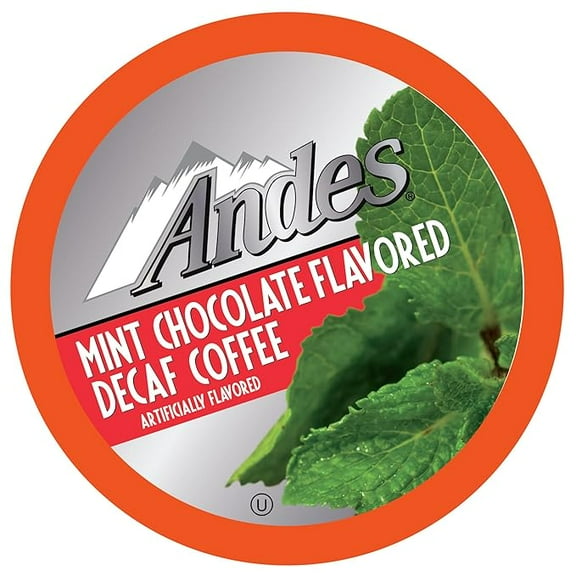 Andes Mints Chocolate Mint Decaf Flavored Coffee Pods, Compatible with K Cup Brewing Machines Including 2.0, Single Serve Peppermint Flavor Enhanced, 38 Count