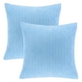 thumbnail image 5 of Soft Corduroy Striped Velvet Square Decorative Throw Pillow Cusion For Couch, 20" x 20", Light Blue, 2 Pack, 5 of 6