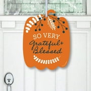 Big Dot of Happiness Happy Thanksgiving - Hanging Porch Fall Harvest Party Outdoor Decorations - Front Door Decor - 1 Piece Sign