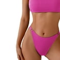 thumbnail image 3 of PNTUTB Fashionable Women's Two Piece Swimsuit Solid Color High Waisted Casual Bikini Set, 3 of 5