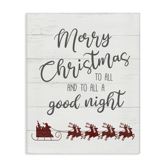 Stupell Industries To All A Good Night Christmas Holiday Painting Gallery Wrapped Canvas Art Prints Wall Art, 16 x 20